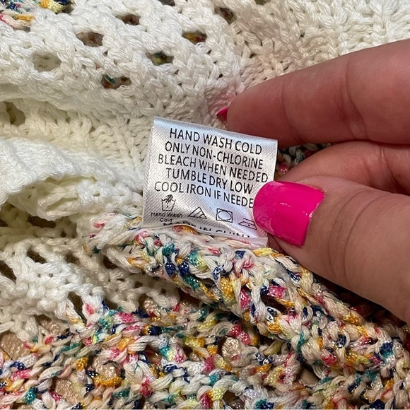 Sadie & Sage Cream and Rainbow Loose Knit Sweater Size Large NWT - Picture 7 of 8